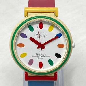 Vintage Armitron Awatch Watch Men 40mm Rainbow WR 30M READ New Battery 8.5"